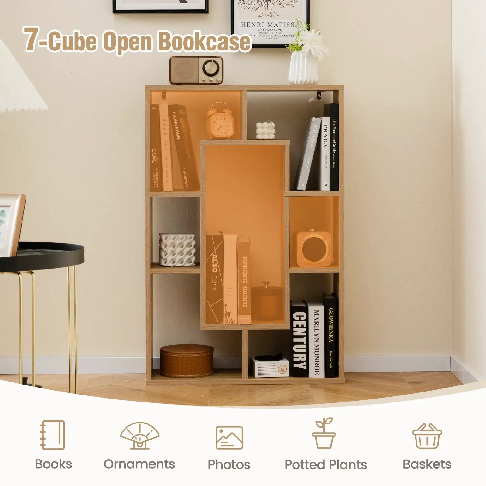 7-Cube Geometric Bookshelf Modern Decorative Open Bookcase by DirectDeals