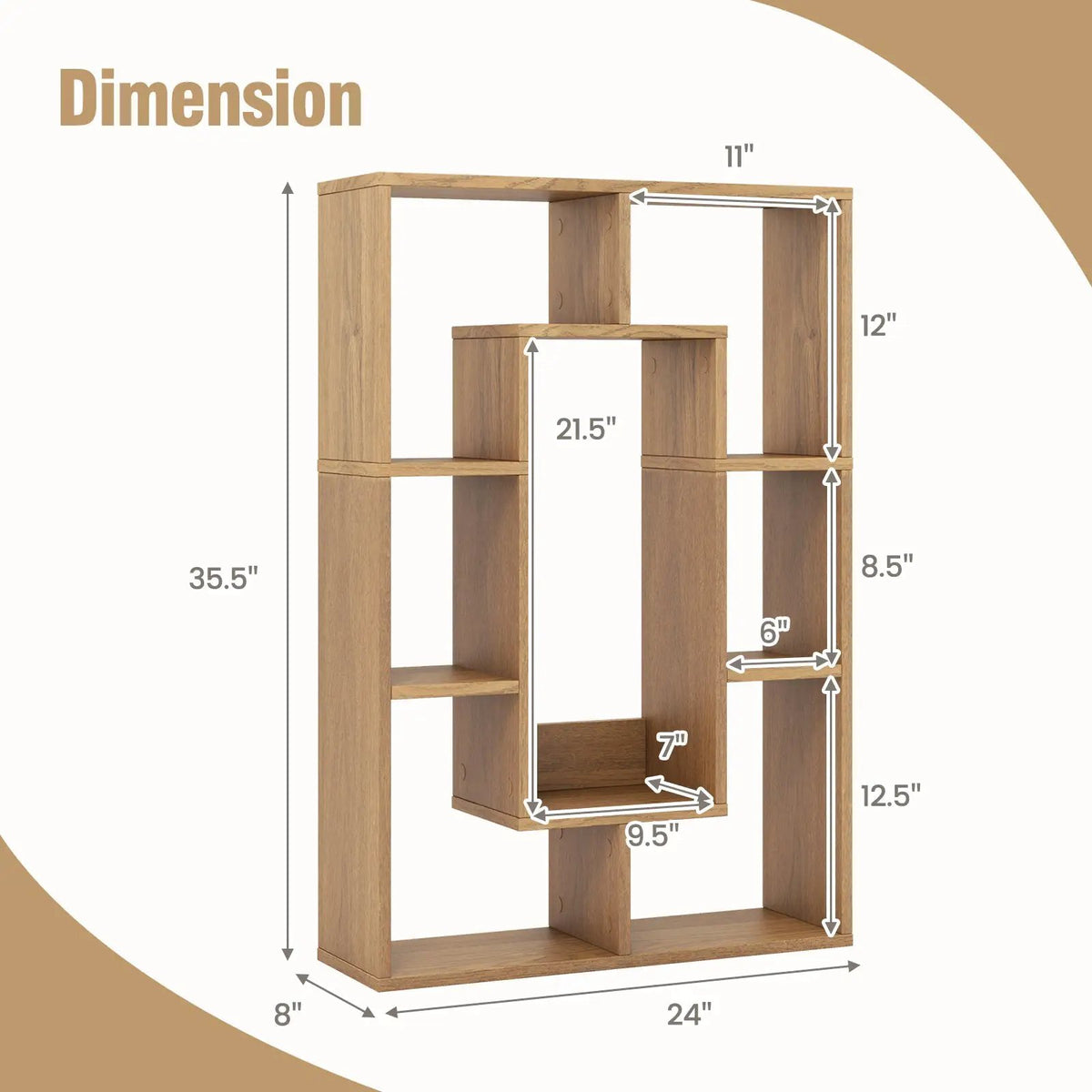 7-Cube Geometric Bookshelf Modern Decorative Open Bookcase by DirectDeals