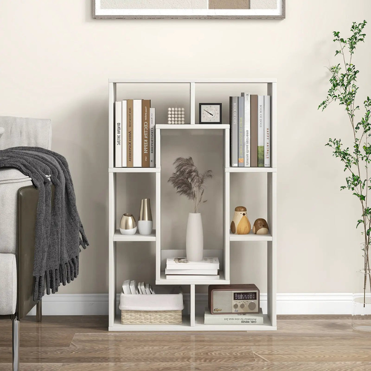 7-Cube Geometric Bookshelf Modern Decorative Open Bookcase by DirectDeals