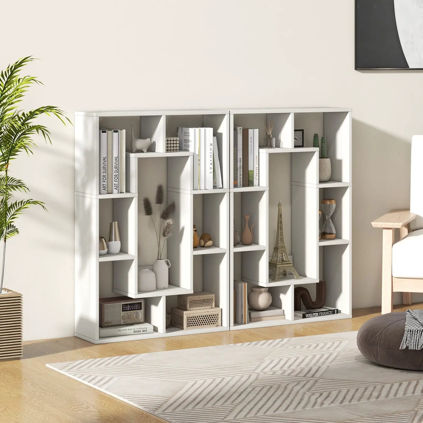 7-Cube Geometric Bookshelf Modern Decorative Open Bookcase by DirectDeals