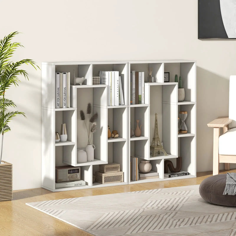 7-Cube Geometric Bookshelf Modern Decorative Open Bookcase by DirectDeals