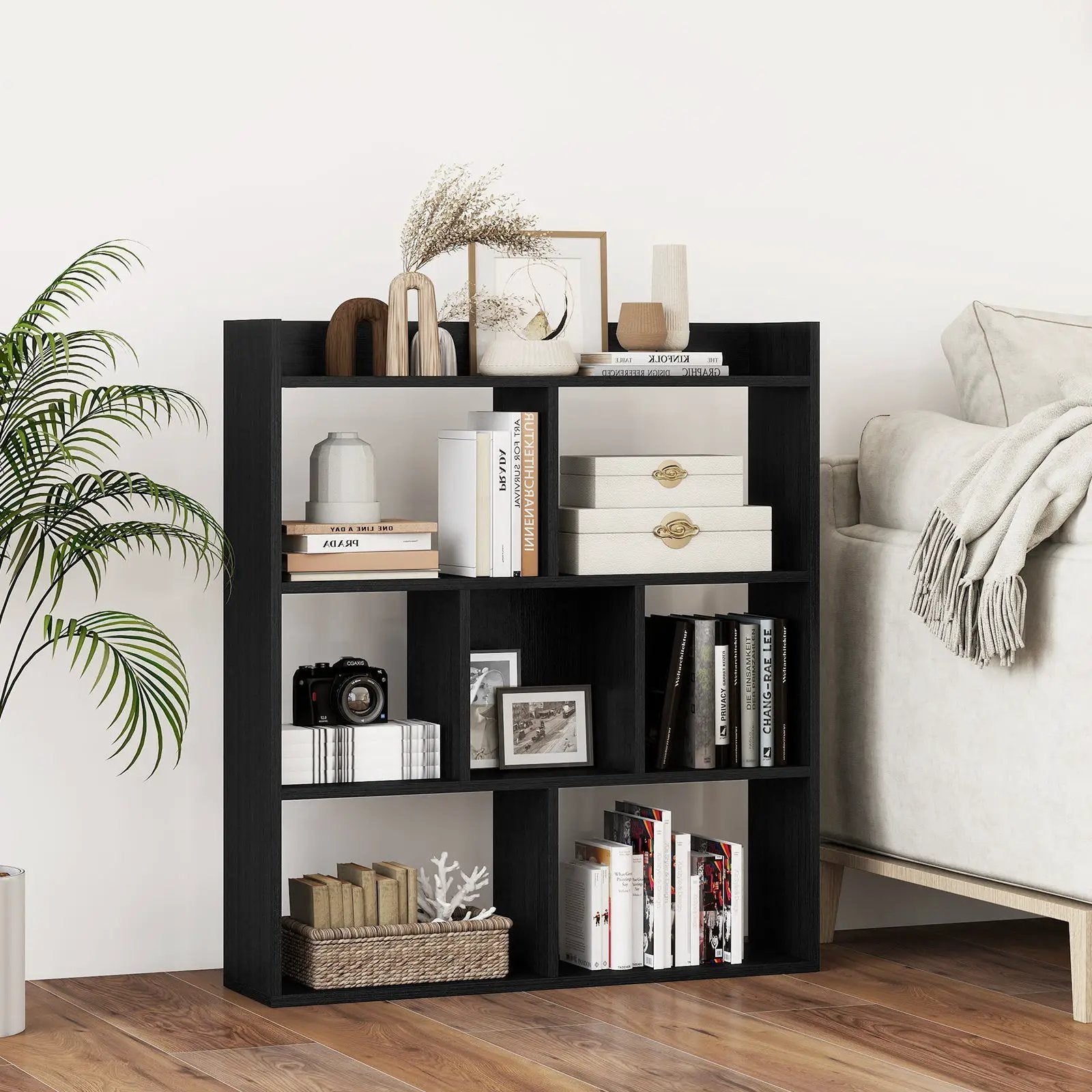 7 Cubes Open-back Bookshelf with Anti-Toppling Devices by DirectDeals