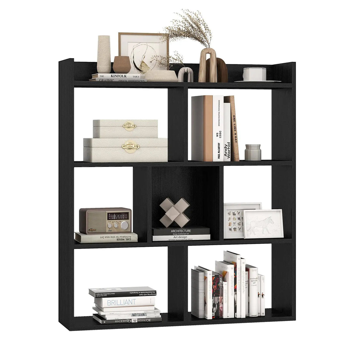 7 Cubes Open-back Bookshelf with Anti-Toppling Devices by DirectDeals