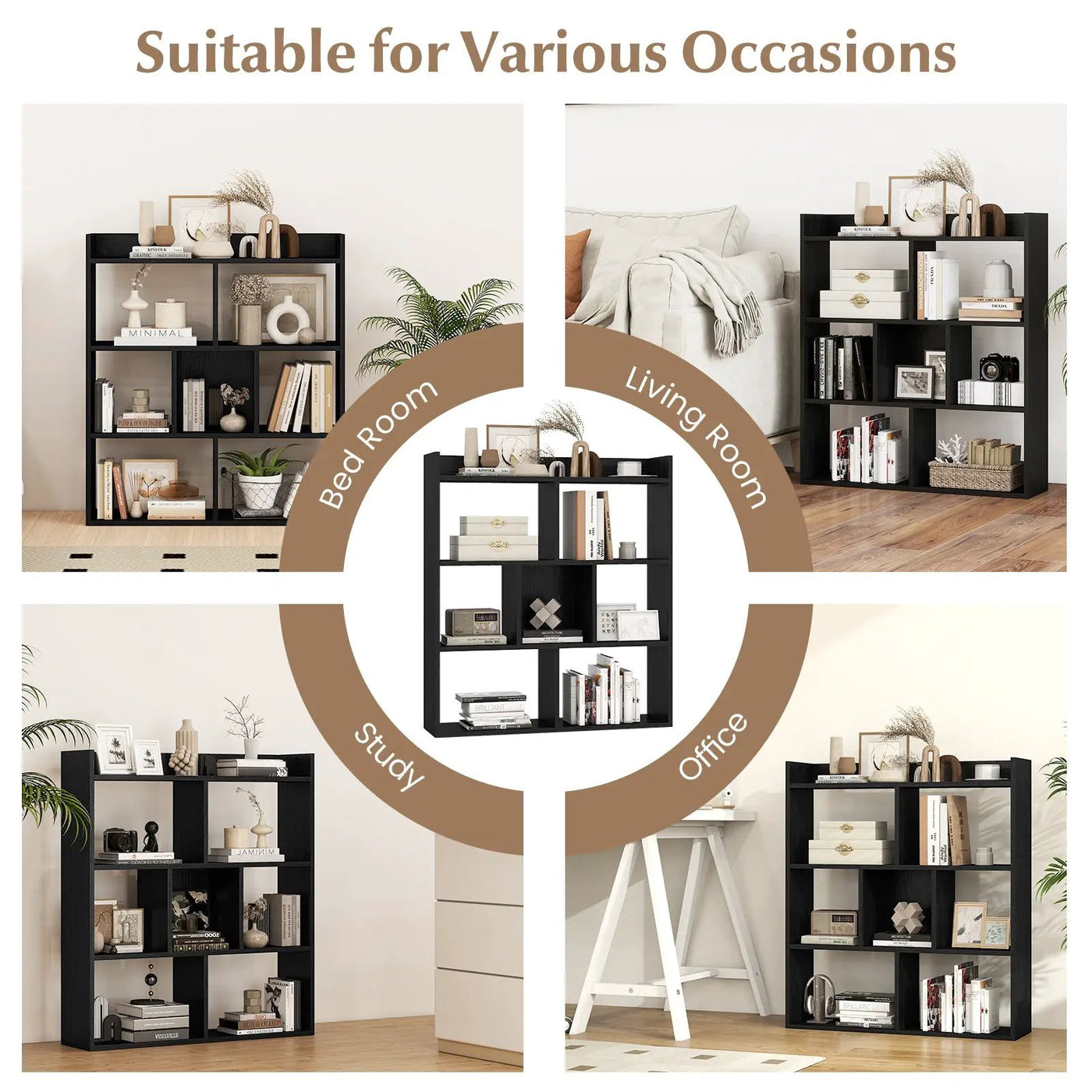 7 Cubes Open-back Bookshelf with Anti-Toppling Devices by DirectDeals