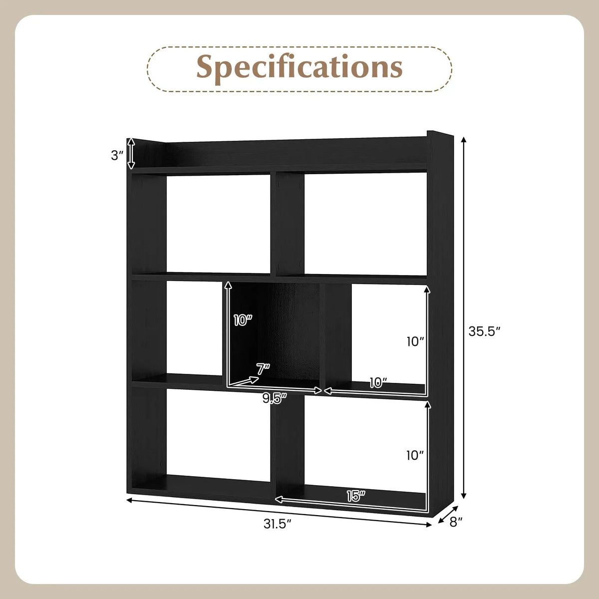 7 Cubes Open-back Bookshelf with Anti-Toppling Devices by DirectDeals