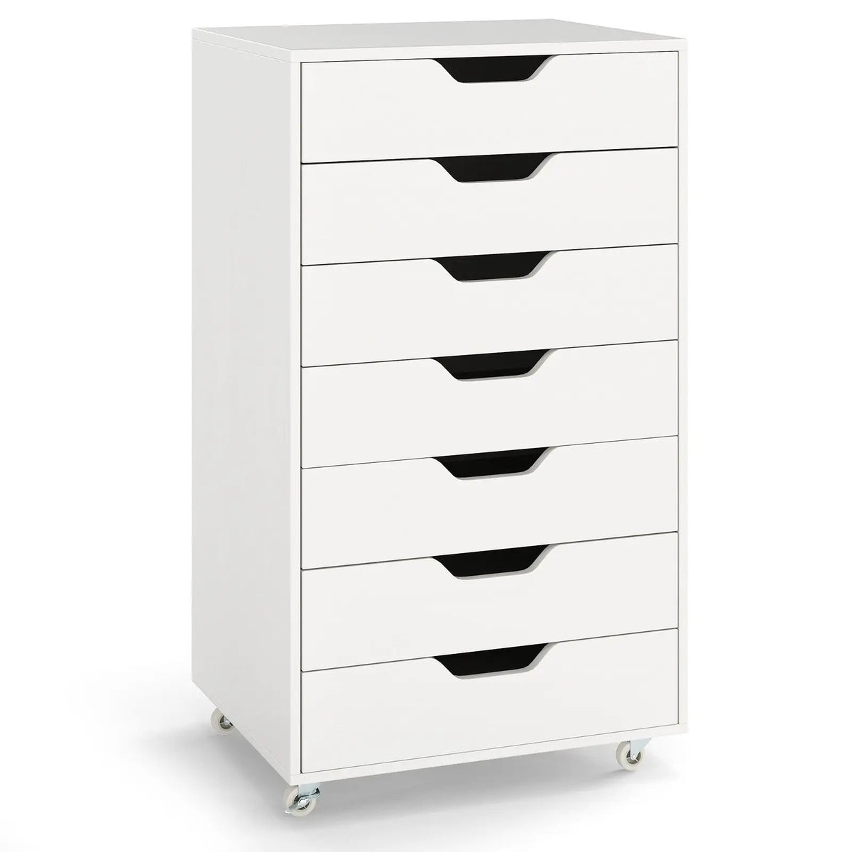 7-Drawer Chest Wooden Storage Dresser with Lockable Wheels by DirectDeals