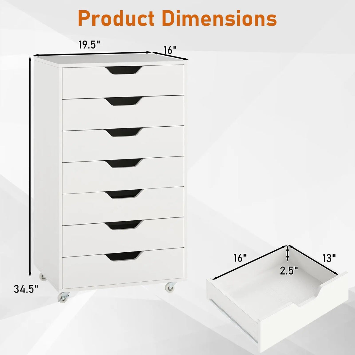 7-Drawer Chest Wooden Storage Dresser with Lockable Wheels by DirectDeals