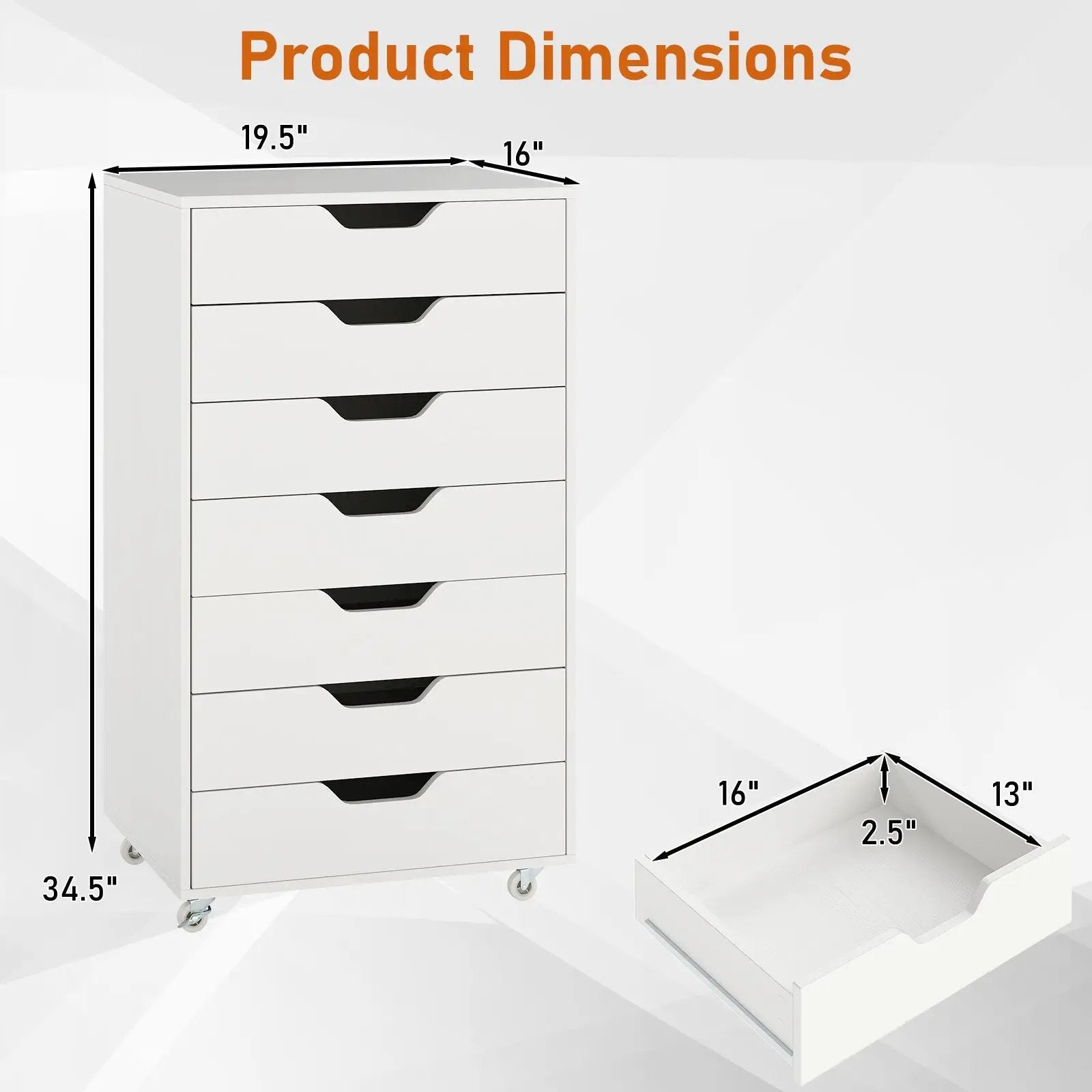 7-Drawer Chest Wooden Storage Dresser with Lockable Wheels by DirectDeals