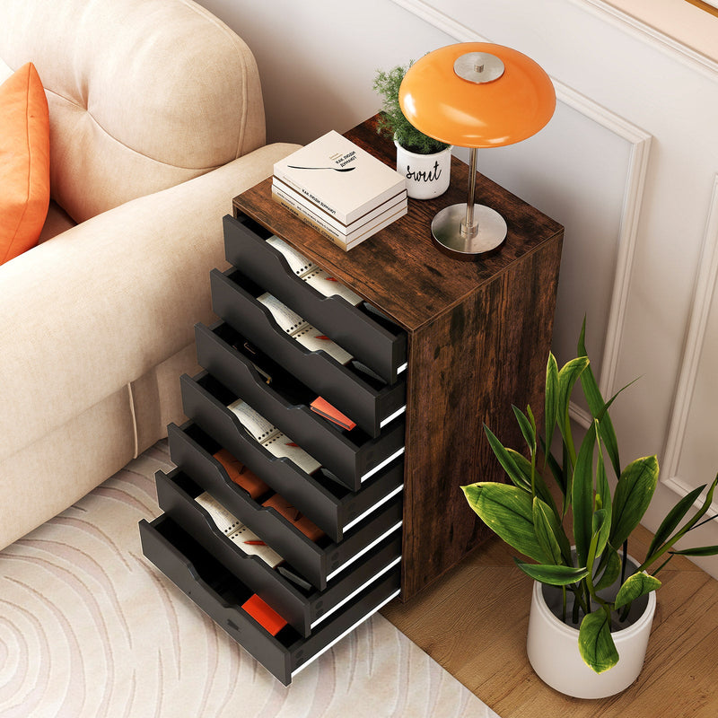 7-Drawer Chest Wooden Storage Dresser with Lockable Wheels by DirectDeals