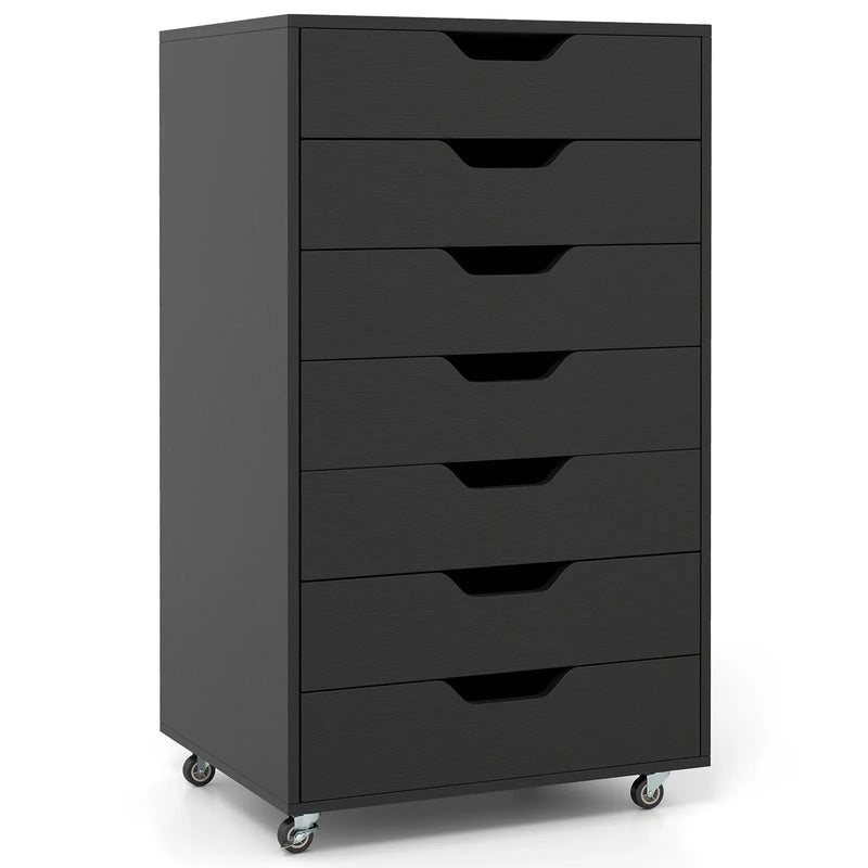 7-Drawer Chest Wooden Storage Dresser with Lockable Wheels by DirectDeals