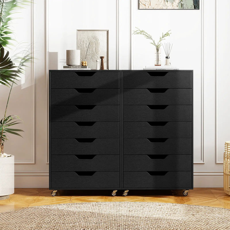 7-Drawer Chest Wooden Storage Dresser with Lockable Wheels by DirectDeals