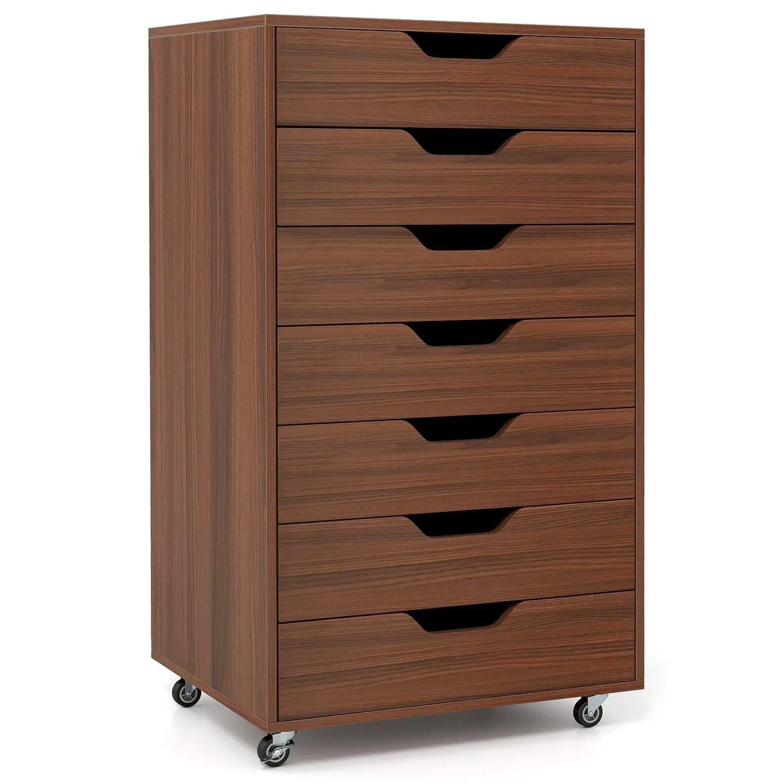 7-Drawer Chest Wooden Storage Dresser with Lockable Wheels by DirectDeals