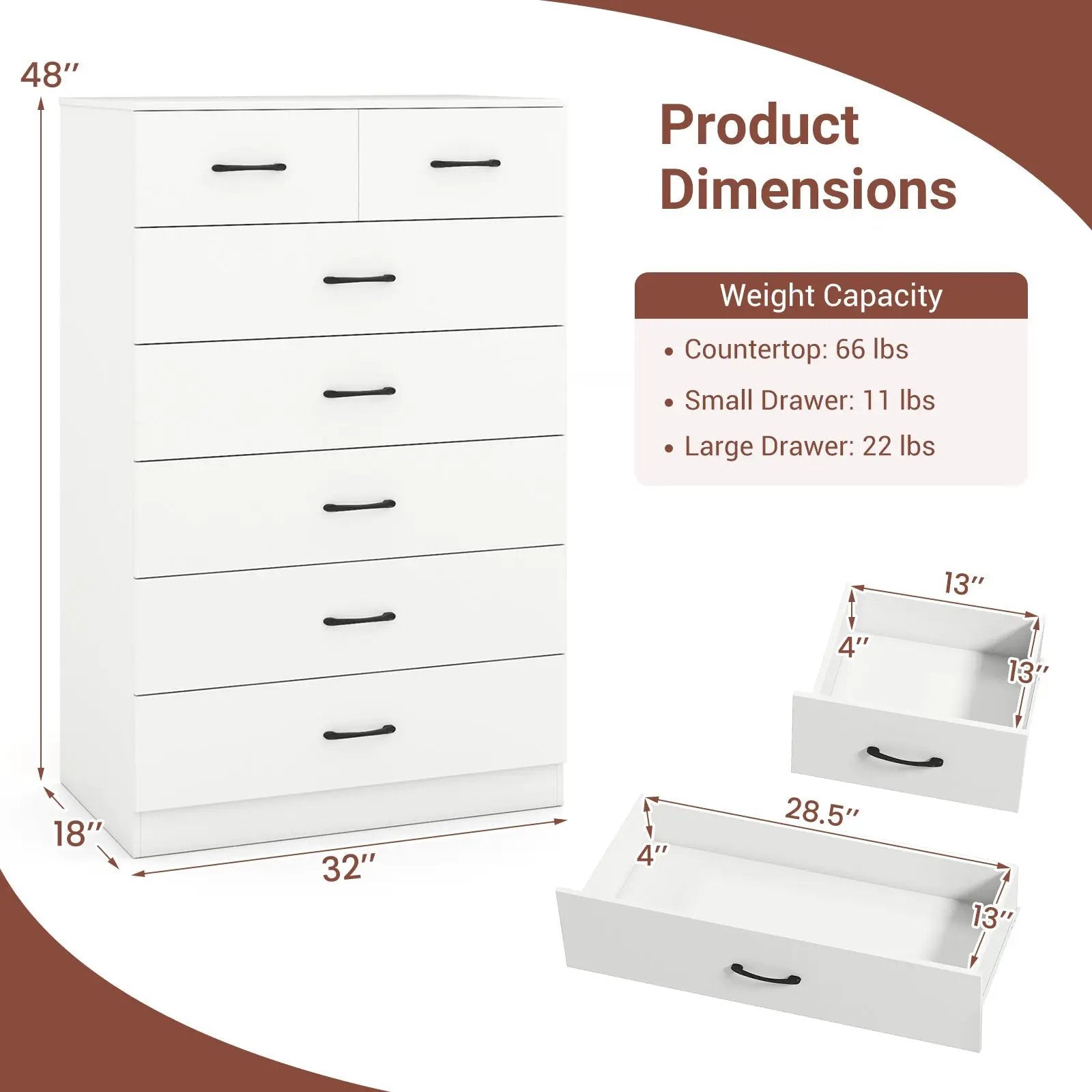 Wooden Chest of Drawers with Anti by DirectDeals