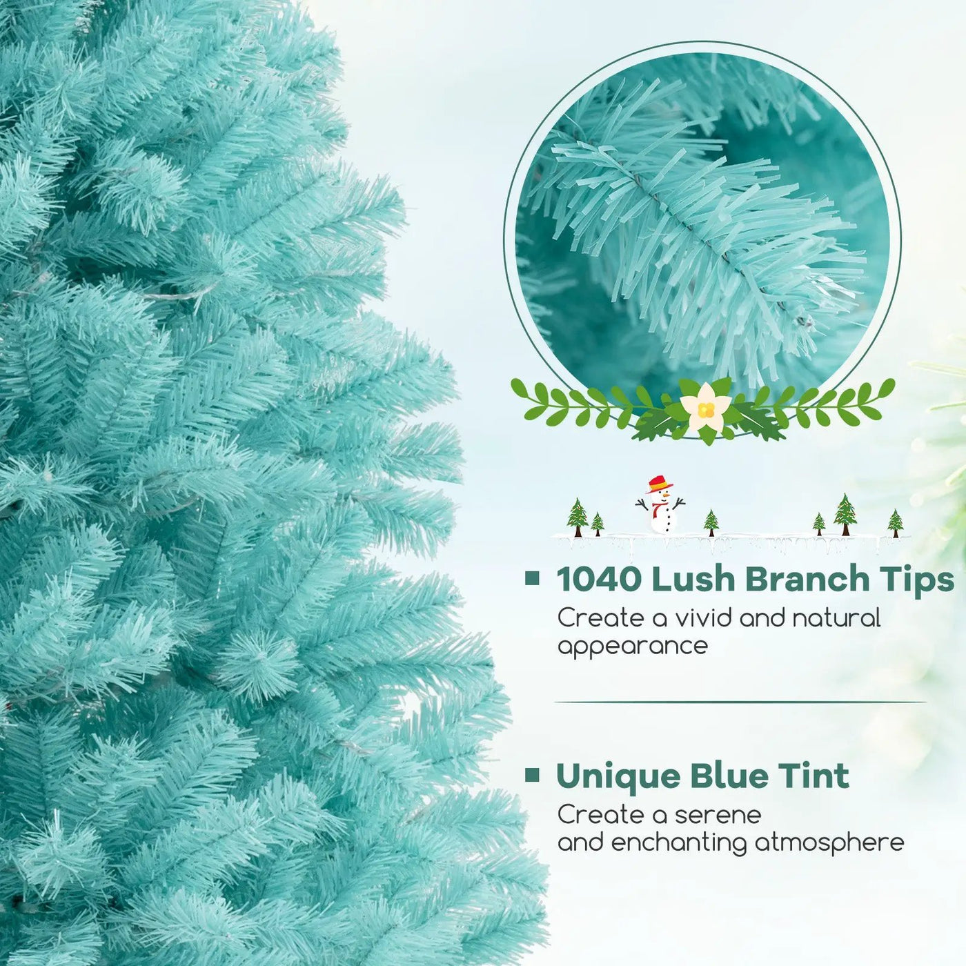 6/7 FT Blue Artificial Christmas Tree with 280/380 Warm White LED Lights and Foldable Metal Stand by DirectDeals