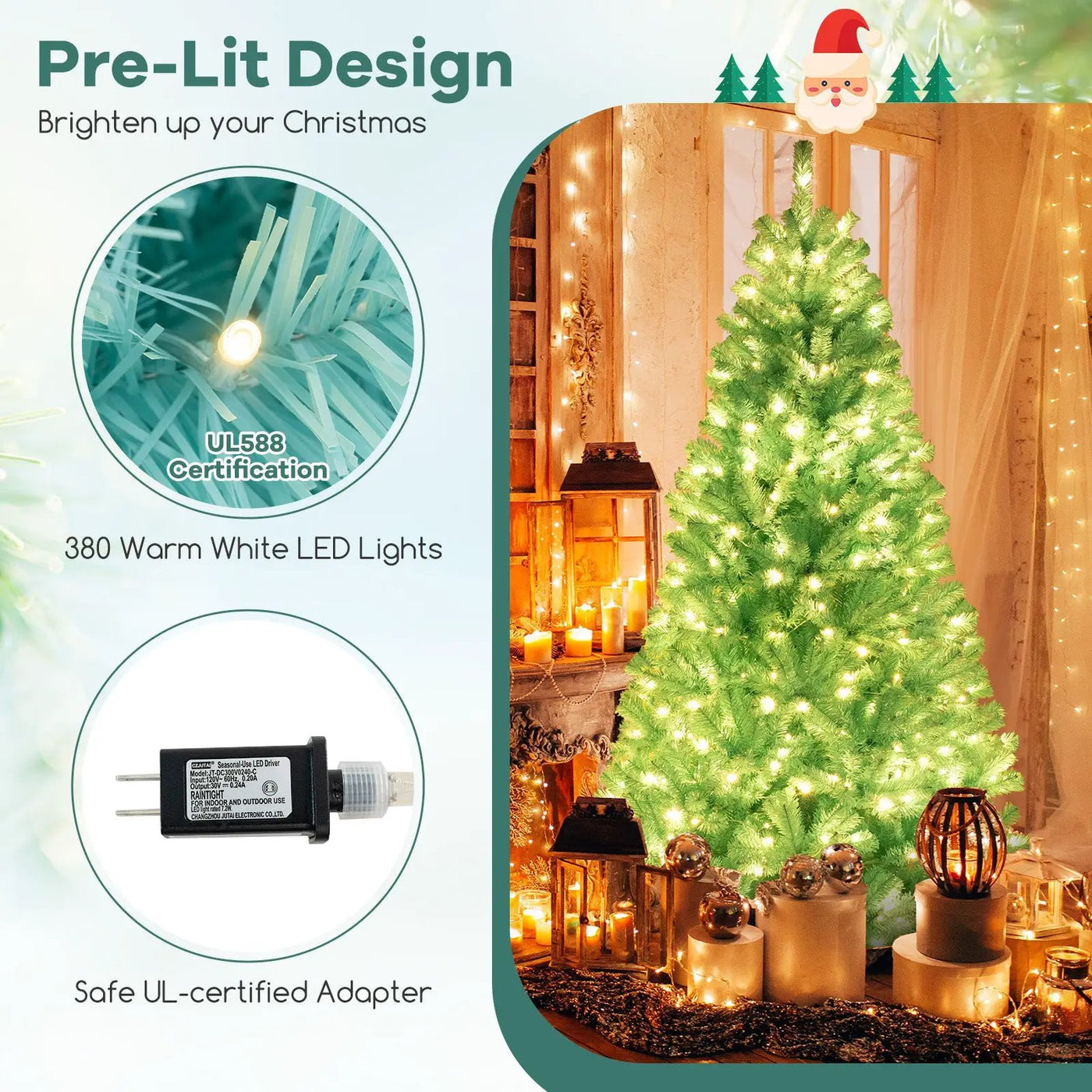 6/7 FT Blue Artificial Christmas Tree with 280/380 Warm White LED Lights and Foldable Metal Stand by DirectDeals