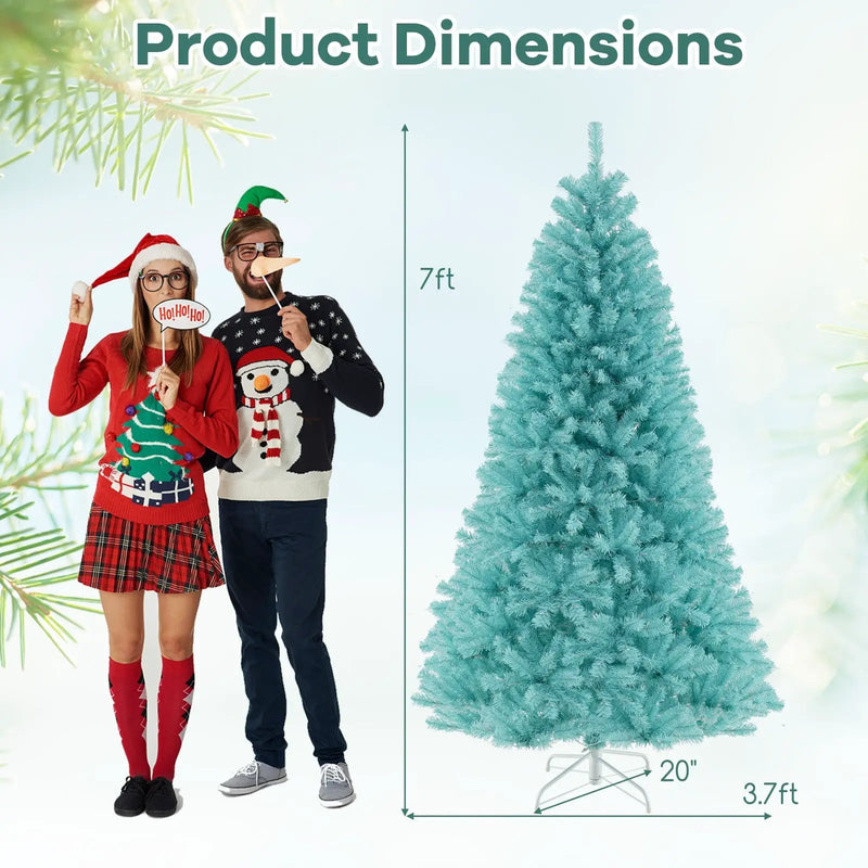6/7 FT Blue Artificial Christmas Tree with 280/380 Warm White LED Lights and Foldable Metal Stand by DirectDeals