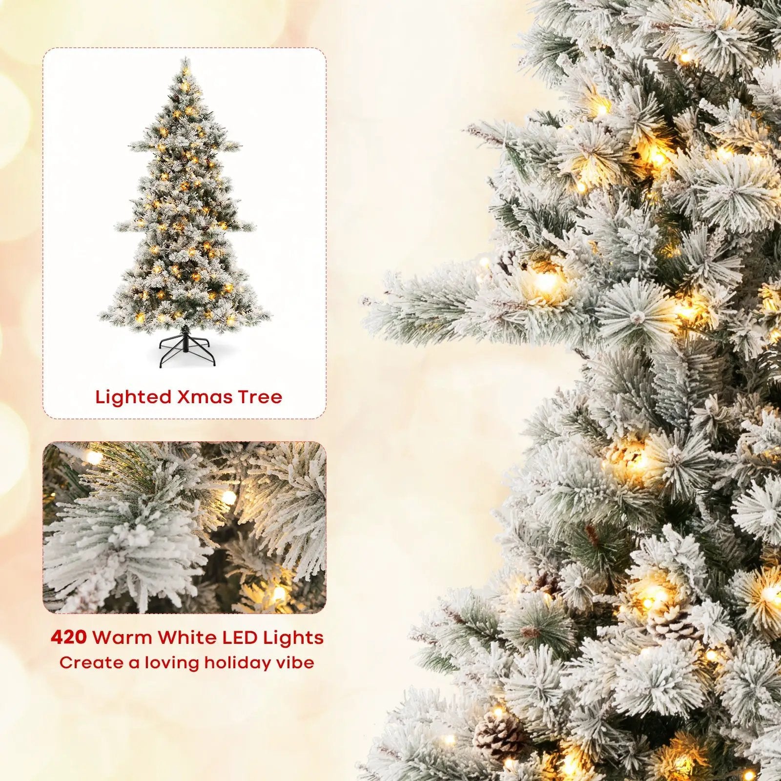 7 Feet Flocked Christmas Tree with Pine Needles by DirectDeals