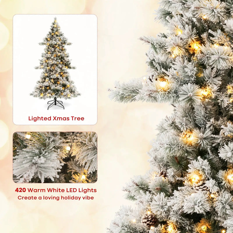 7 Feet Flocked Christmas Tree with Pine Needles by DirectDeals