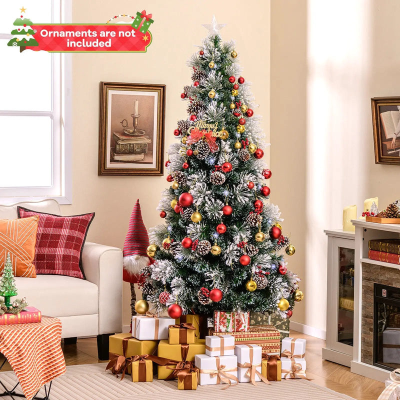 7 FT Flocked Christmas Tree with 8 Lighting Modes by DirectDeals
