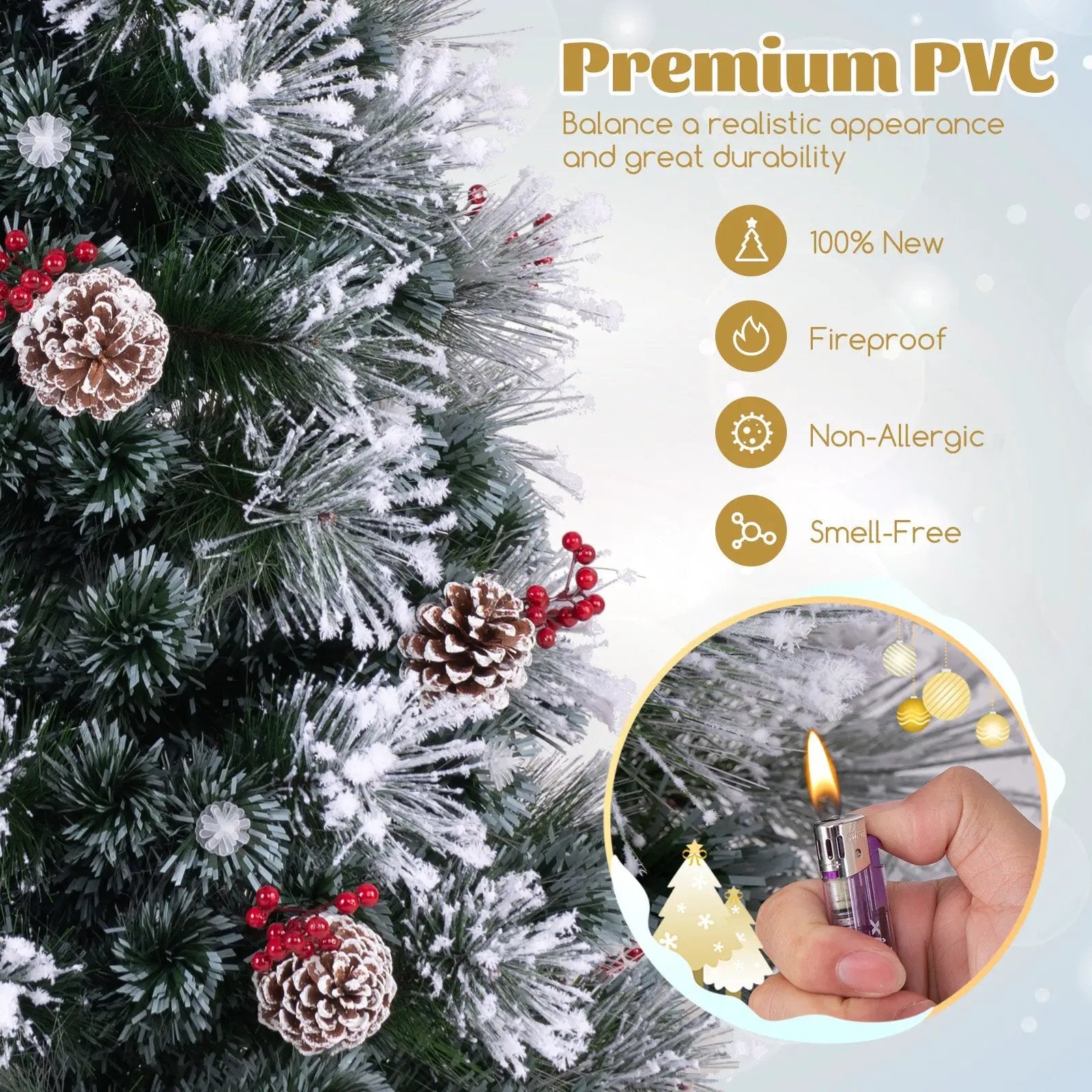 7 FT Flocked Christmas Tree with 8 Lighting Modes by DirectDeals