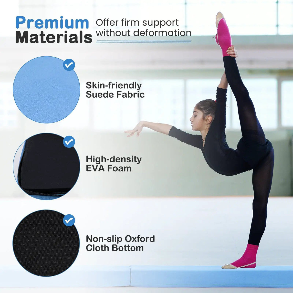 7 FT Folding Balance Beam with Removable Suede Cover and Non-slip Bottom by DirectDeals