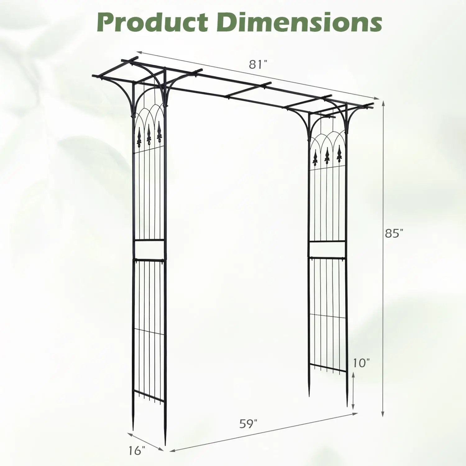 7 FT Garden Arch Arbor with Flat Top Design for Climbing Plants by DirectDeals