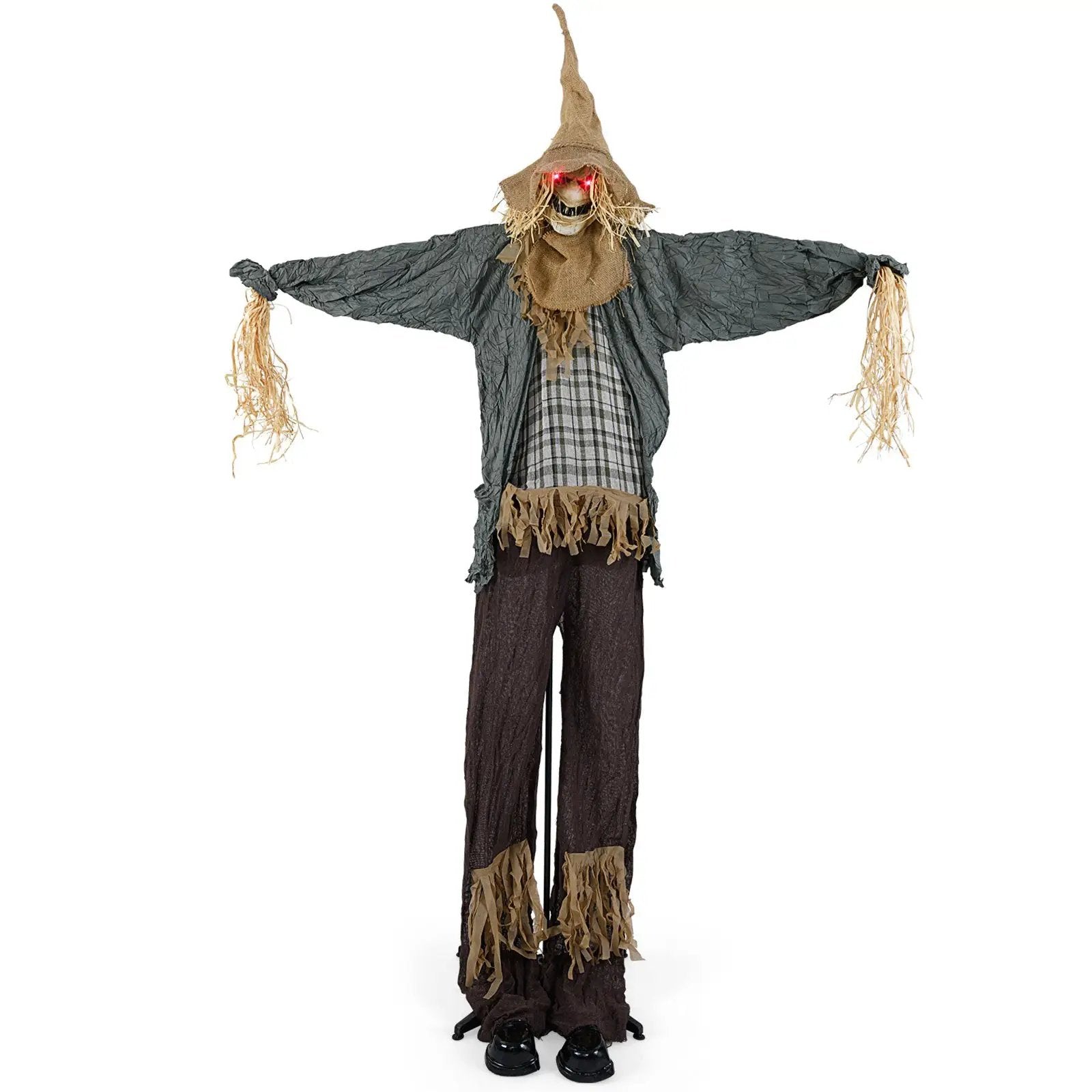 7 FT Halloween Decoration Animated Standing Scary Scarecrow with Light-up Eyes for Hunted Houses by DirectDeals