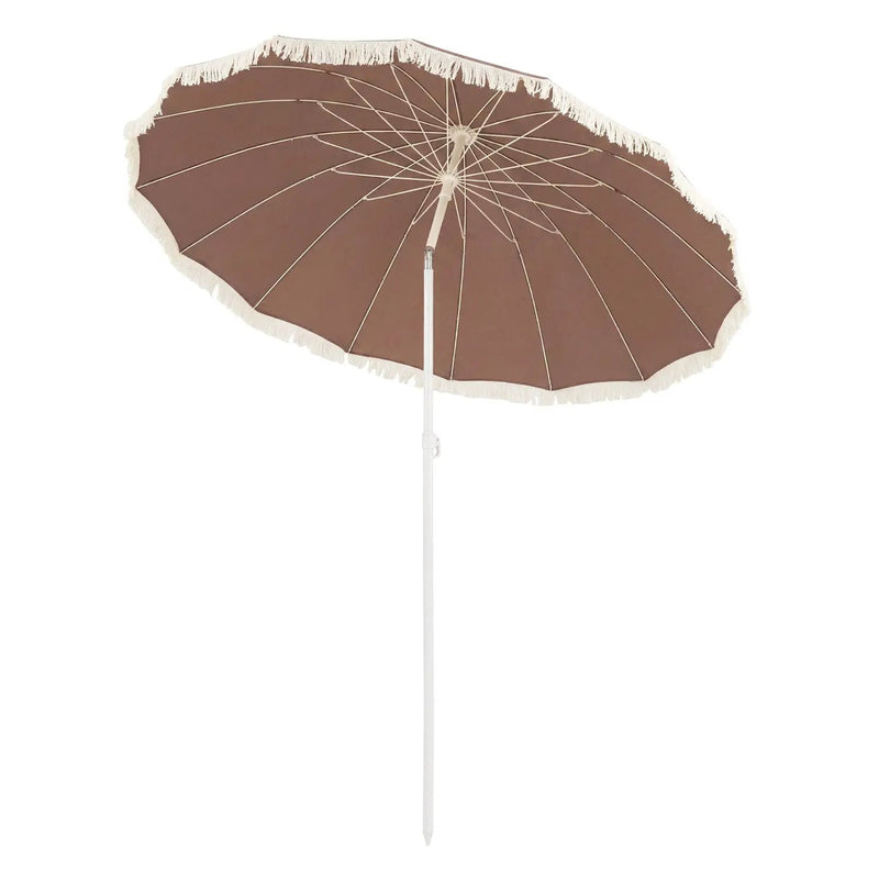 7 FT Patio Umbrella with Fringe Boho Tassel Umbrella for Outdoor Beach Garden Poolside by DirectDeals