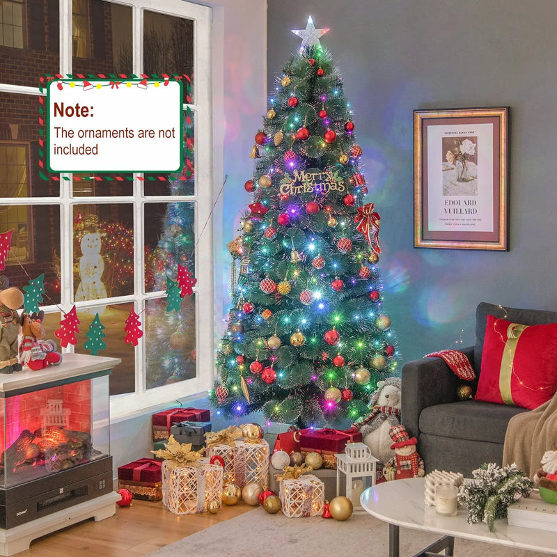 5/6/7 FT Pre-Lit Fiber Optic Christmas Tree with 148/185/226 Multi-Color LED Lights and Top Star Light by DirectDeals