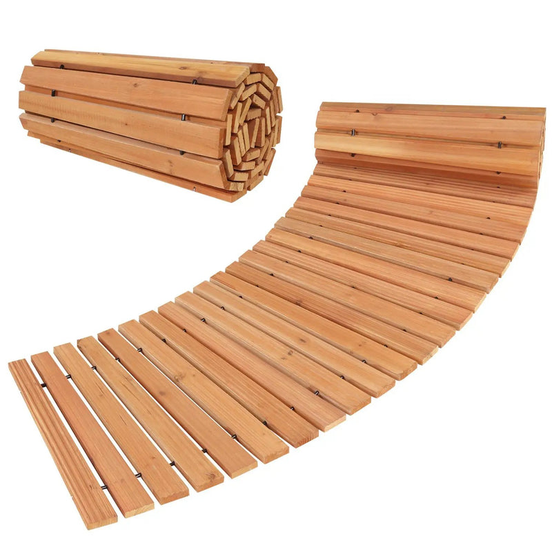 7 FT Wooden Garden Pathway with Anti-slip Surface for Gardens Patios by DirectDeals
