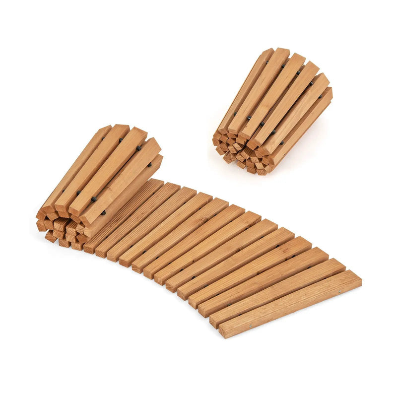 7 FT Wooden Garden Pathway Roll Out Curved Fir Wood Walkway with Anti-slip Surface-Natural by DirectDeals