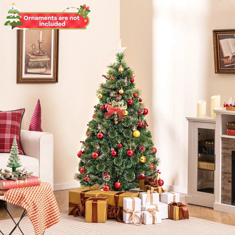 5/6/7 Feet Artificial Christmas Tree with Red Berries and Kerosene Lamps by DirectDeals