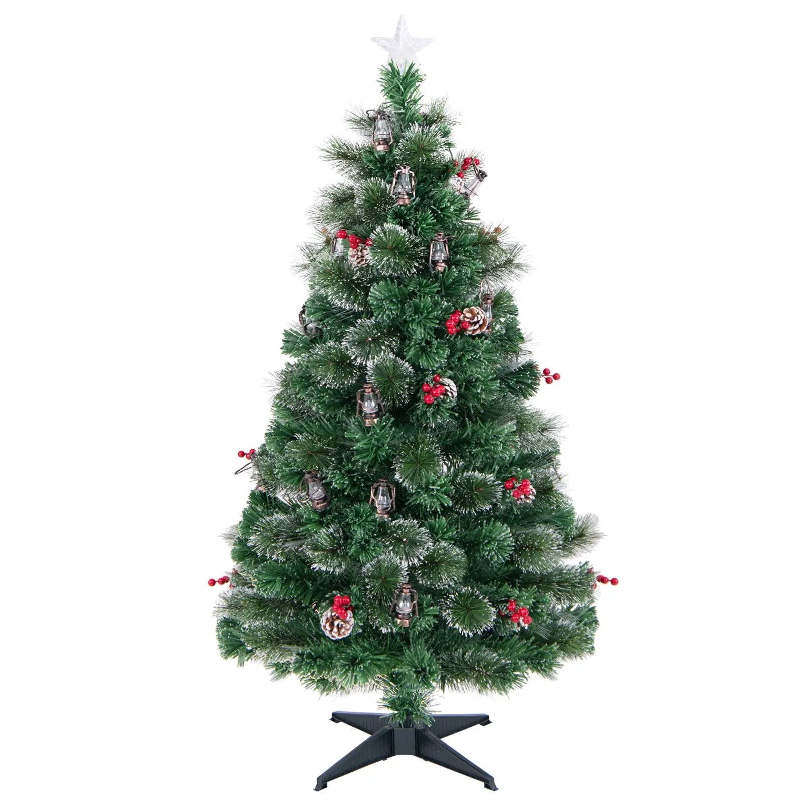 5/6/7 Feet Artificial Christmas Tree with Red Berries and Kerosene Lamps by DirectDeals