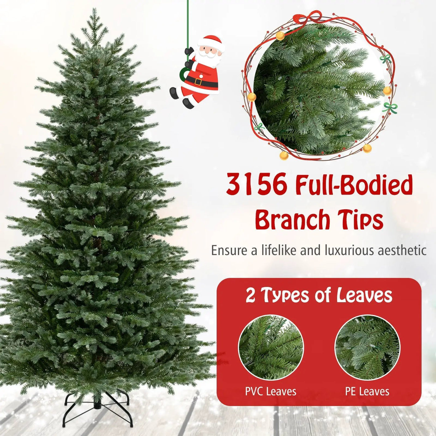 5/6/7 Feet Artificial Christmas Tree with 1426/2116/3156 Lush PVC and 200/300/400 Warm White LED Lights by DirectDeals