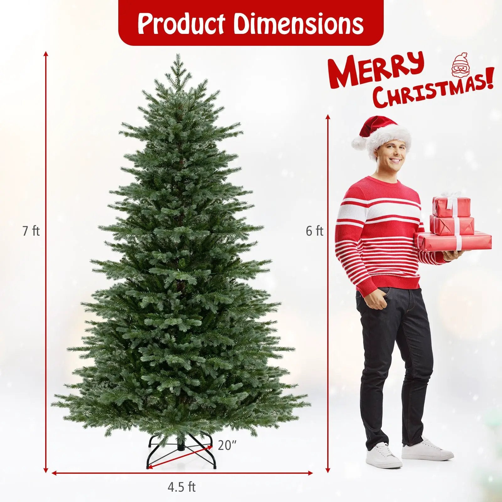 5/6/7 Feet Artificial Christmas Tree with 1426/2116/3156 Lush PVC and 200/300/400 Warm White LED Lights by DirectDeals