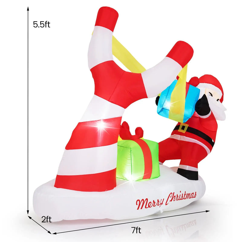 7 Feet Christmas Inflatables Santa with Slingshot and Built-in LED Lights Outdoor Decoration by DirectDeals
