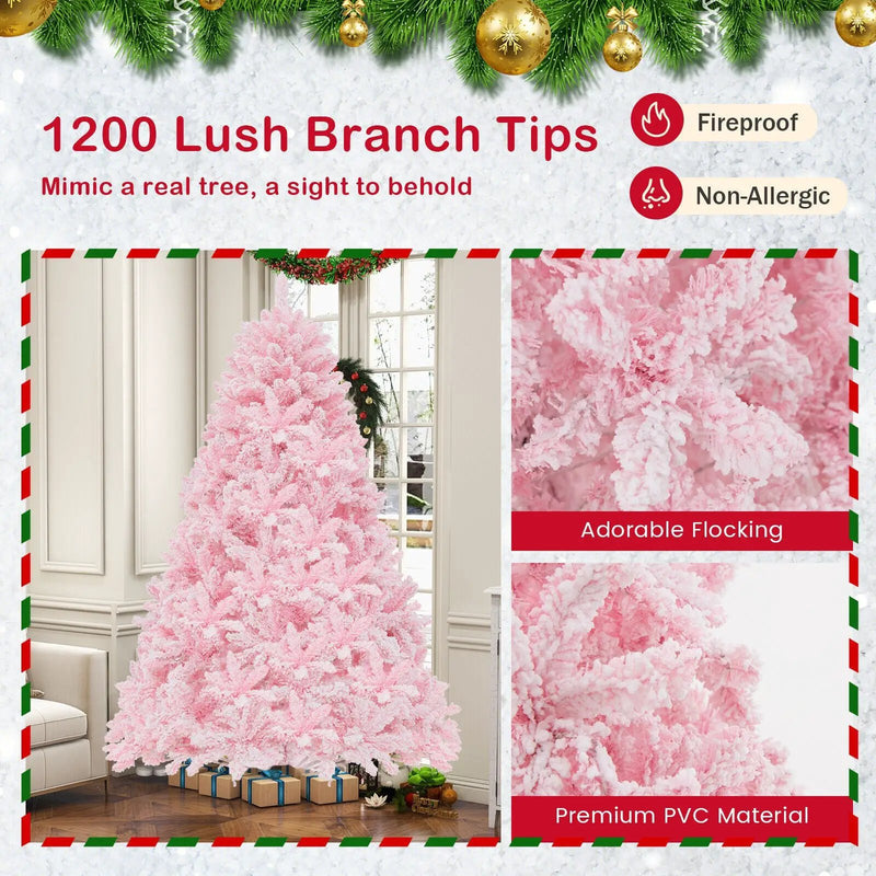 7 Feet Flocked Artificial Christmas Tree with 500 LED Lights and 1200 Branches by DirectDeals