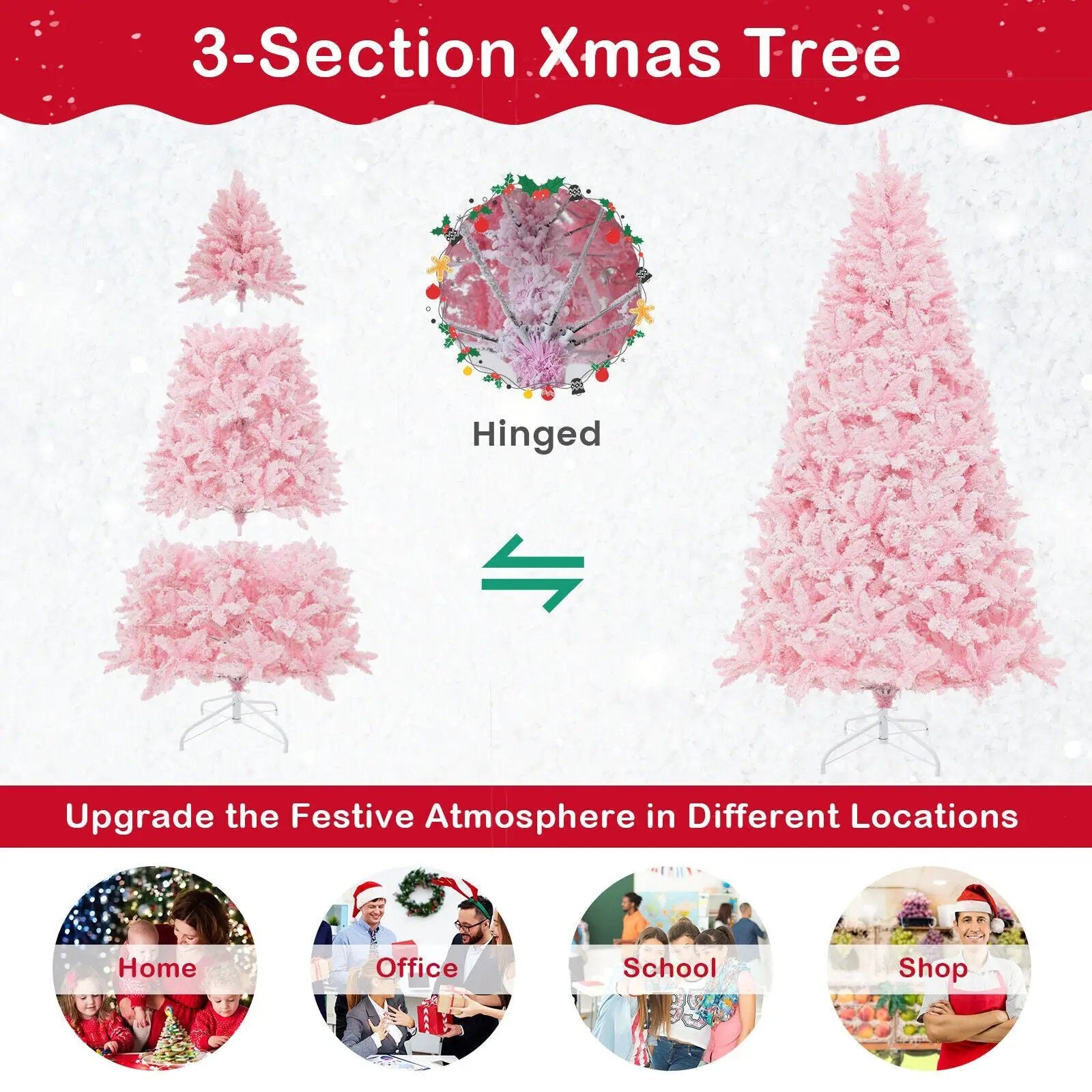 7 Feet Flocked Artificial Christmas Tree with 500 LED Lights and 1200 Branches by DirectDeals