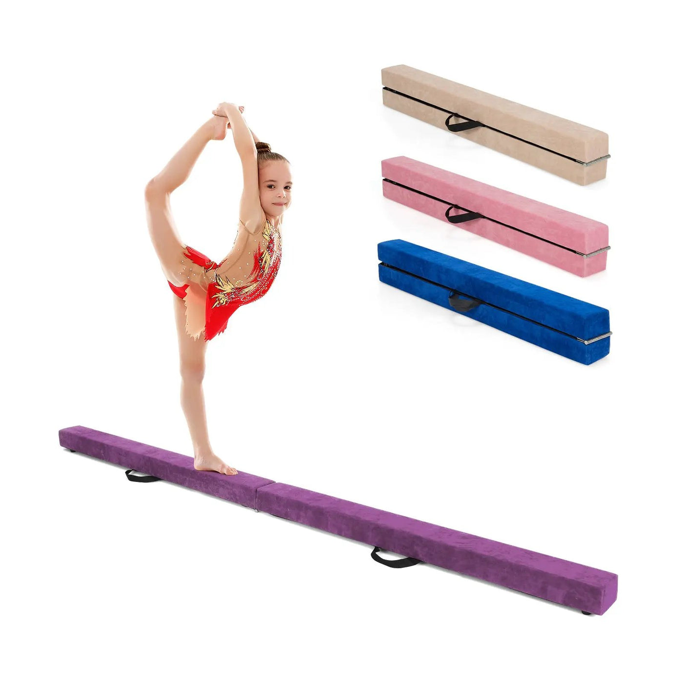 7 Feet Folding Portable Floor Balance Beam with Handles for Gymnasts by DirectDeals