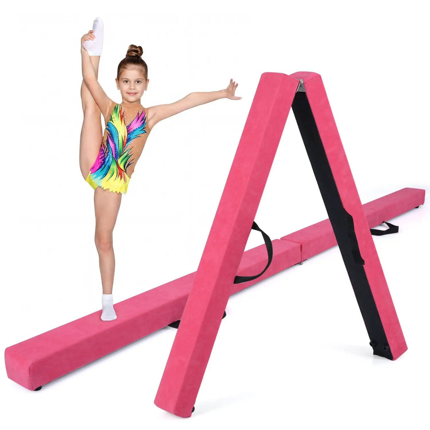 7 Feet Folding Portable Floor Balance Beam with Handles for Gymnasts by DirectDeals