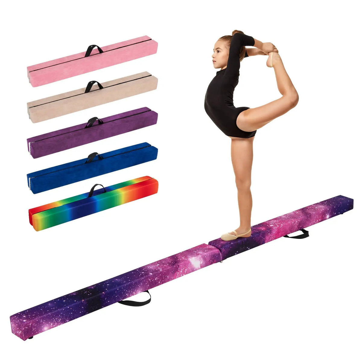 7 Feet Folding Portable Floor Balance Beam with Handles for Gymnasts by DirectDeals