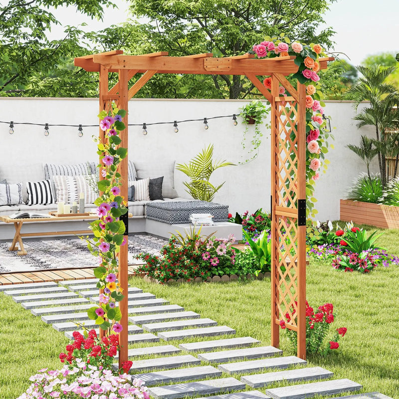 7 Feet Garden Wooden High Arbor Arch Plant Pergola by DirectDeals