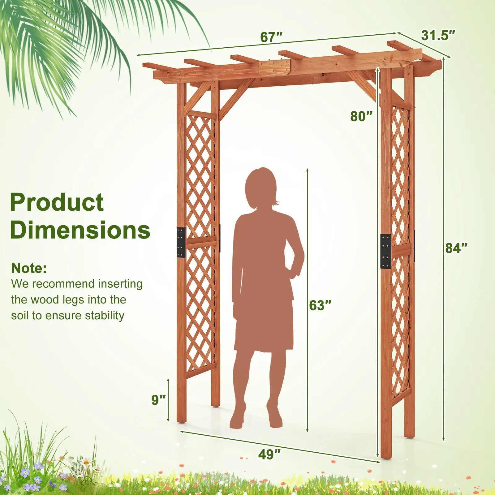 7 Feet Garden Wooden High Arbor Arch Plant Pergola by DirectDeals