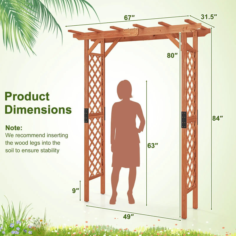 7 Feet Garden Wooden High Arbor Arch Plant Pergola by DirectDeals