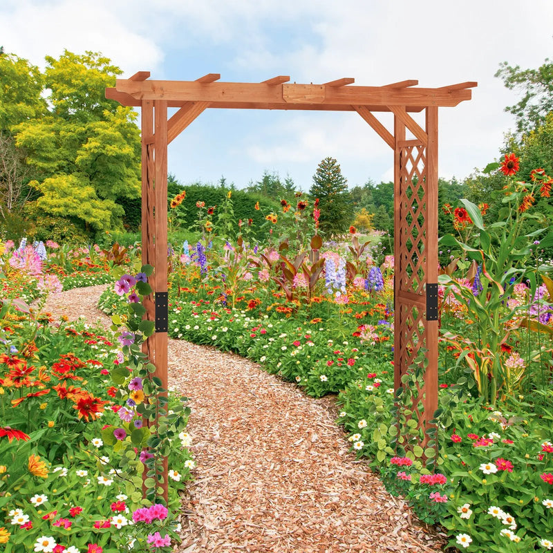 7 Feet Garden Wooden High Arbor Arch Plant Pergola by DirectDeals