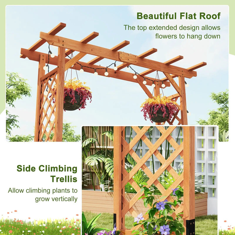 7 Feet Garden Wooden High Arbor Arch Plant Pergola by DirectDeals