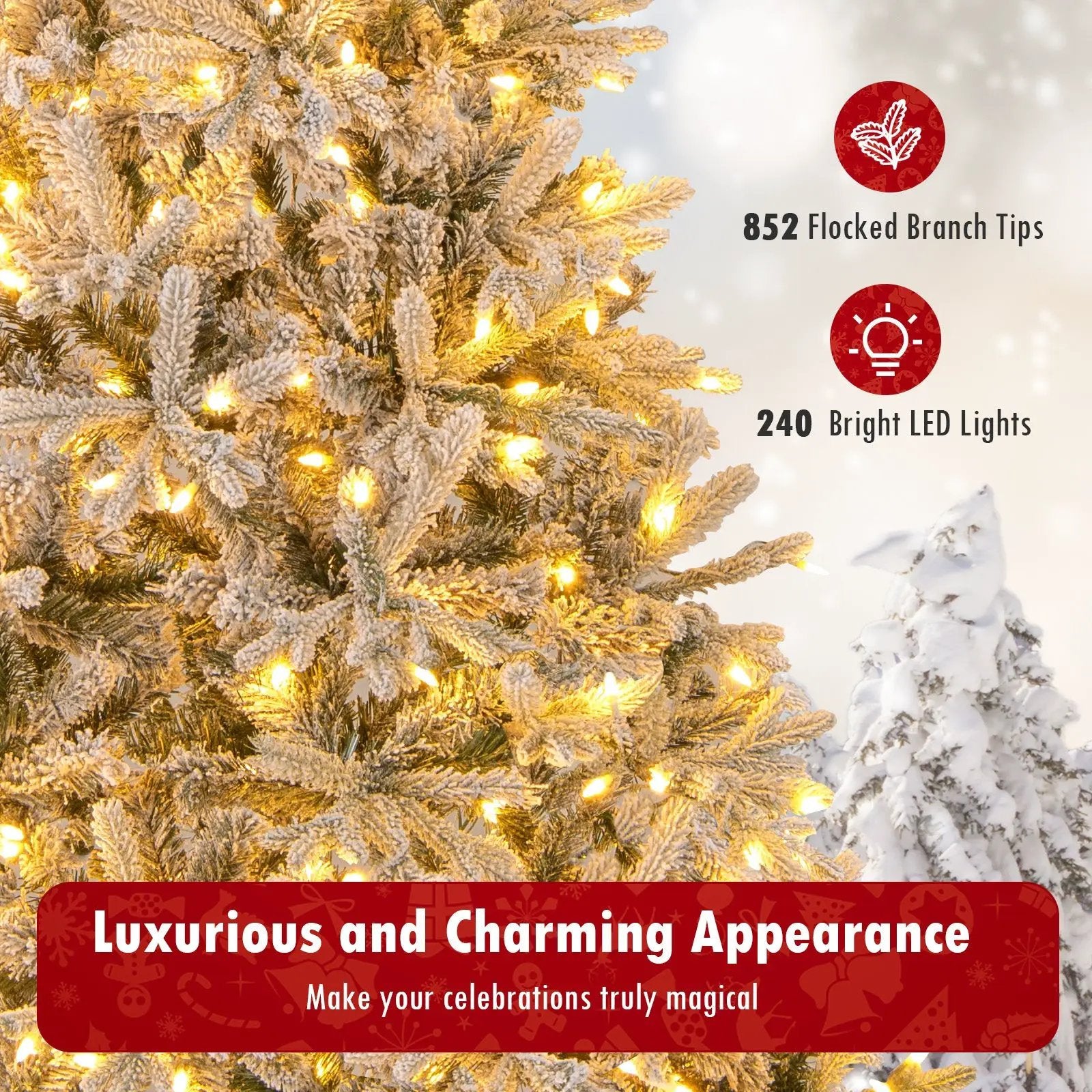 7 Feet Half Artificial Christmas Tree with 852 PE & PVC Branch Tips and 9 Modes-M by DirectDeals
