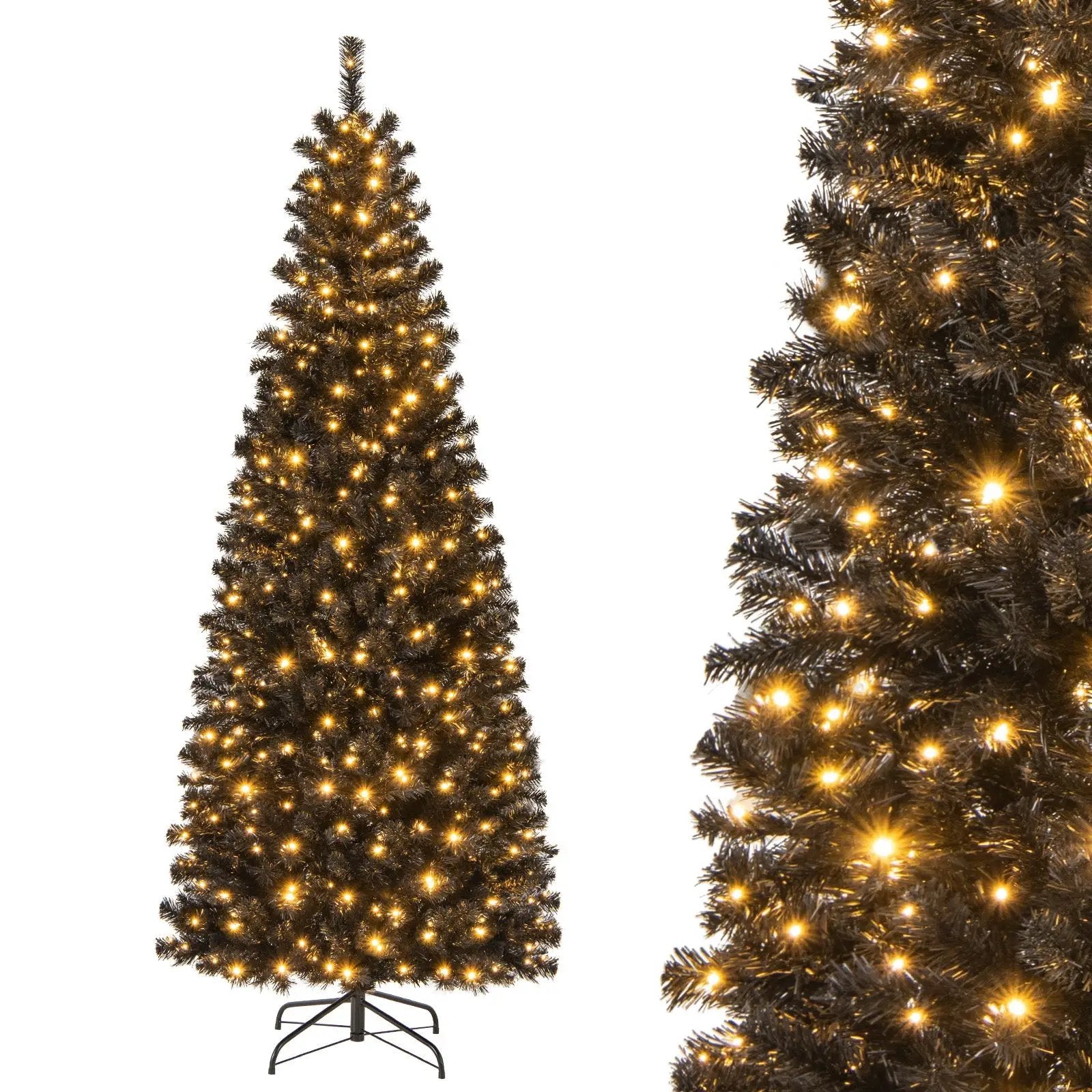 Pre-lit Christmas Halloween Tree with PVC Branch Tips and Warm White Lights by DirectDeals