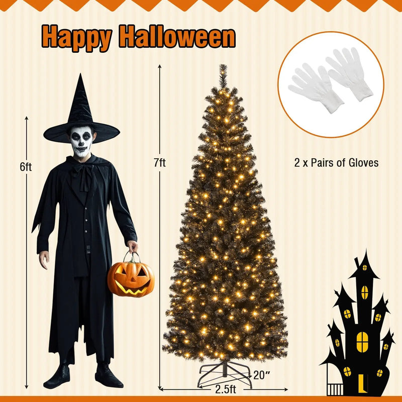 Pre-lit Christmas Halloween Tree with PVC Branch Tips and Warm White Lights by DirectDeals