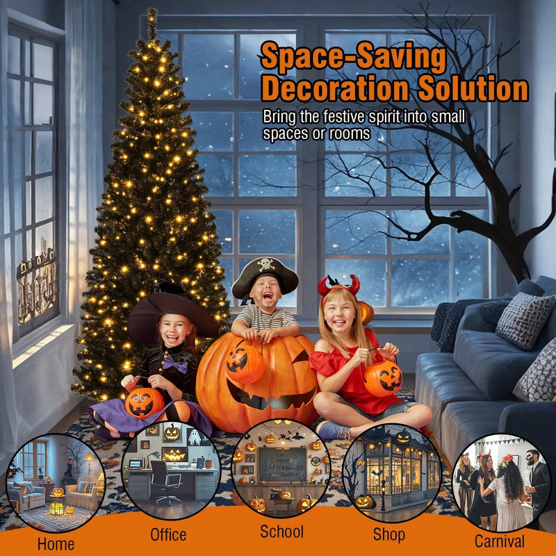 Pre-lit Christmas Halloween Tree with PVC Branch Tips and Warm White Lights by DirectDeals